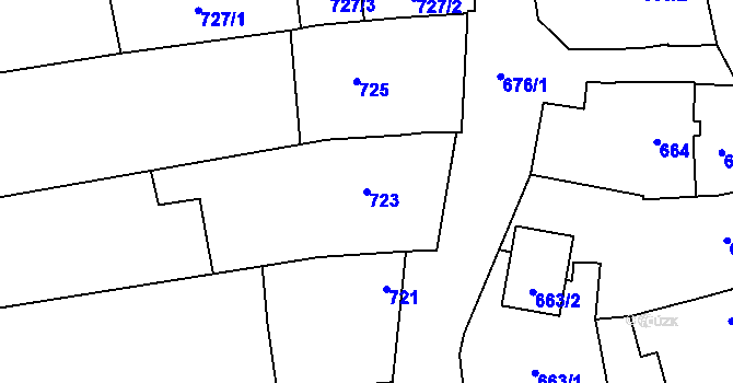 Parcela st. 723 v KÚ Velká nad Veličkou, Katastrální mapa