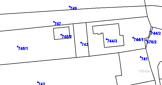 Parcela st. 743 v KÚ Velká nad Veličkou, Katastrální mapa