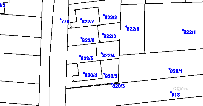 Parcela st. 822/4 v KÚ Velká nad Veličkou, Katastrální mapa