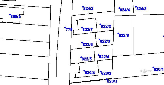 Parcela st. 822/6 v KÚ Velká nad Veličkou, Katastrální mapa