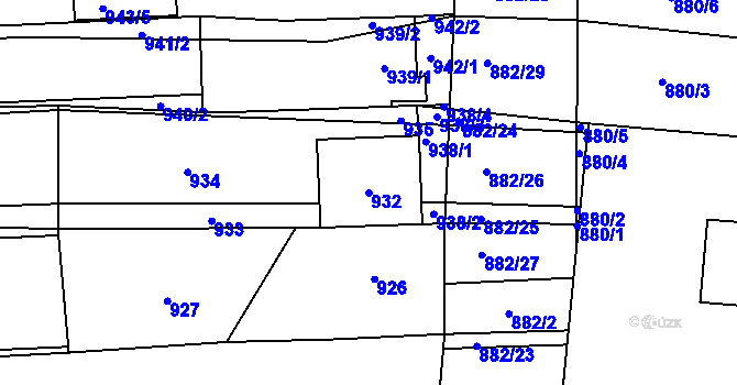 Parcela st. 932 v KÚ Velká nad Veličkou, Katastrální mapa