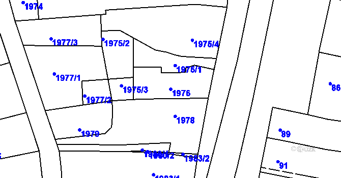 Parcela st. 1976 v KÚ Velká nad Veličkou, Katastrální mapa