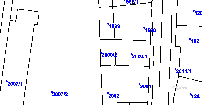 Parcela st. 2000/2 v KÚ Velká nad Veličkou, Katastrální mapa