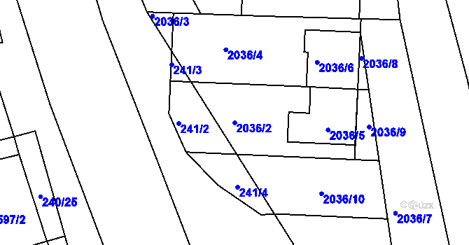 Parcela st. 2036/2 v KÚ Velká nad Veličkou, Katastrální mapa