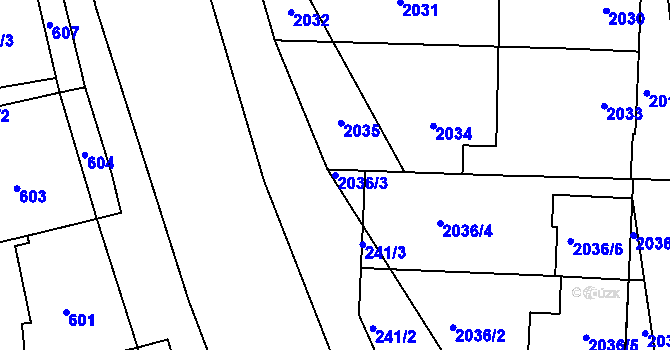 Parcela st. 2036/3 v KÚ Velká nad Veličkou, Katastrální mapa