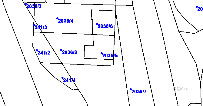 Parcela st. 2036/5 v KÚ Velká nad Veličkou, Katastrální mapa
