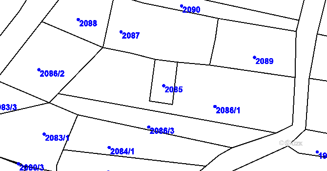 Parcela st. 2085 v KÚ Velká nad Veličkou, Katastrální mapa