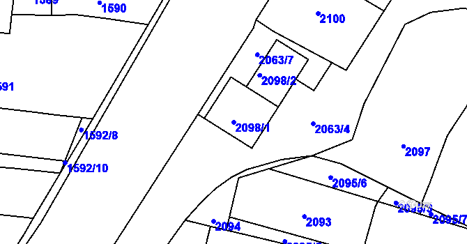 Parcela st. 2098/1 v KÚ Velká nad Veličkou, Katastrální mapa