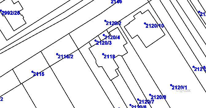 Parcela st. 2118 v KÚ Velká nad Veličkou, Katastrální mapa