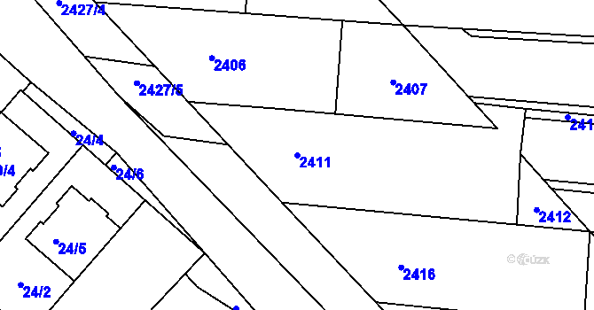 Parcela st. 2411 v KÚ Velká nad Veličkou, Katastrální mapa