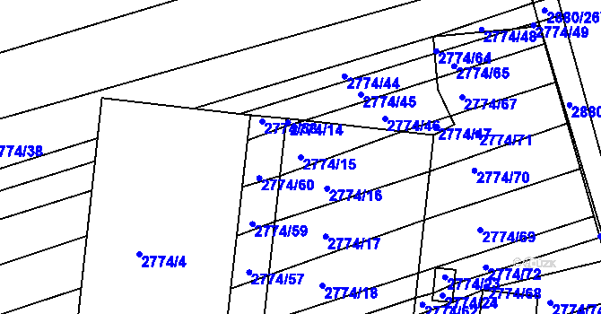 Parcela st. 2774/15 v KÚ Velká nad Veličkou, Katastrální mapa