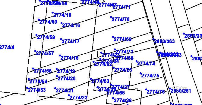 Parcela st. 2774/23 v KÚ Velká nad Veličkou, Katastrální mapa