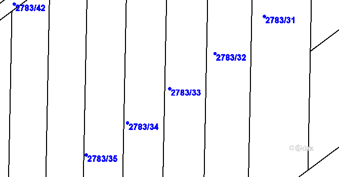 Parcela st. 2783/33 v KÚ Velká nad Veličkou, Katastrální mapa