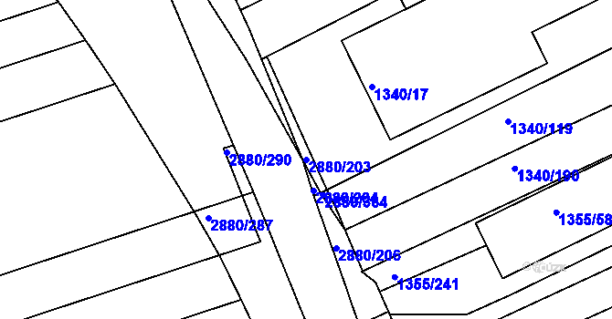Parcela st. 2880/203 v KÚ Velká nad Veličkou, Katastrální mapa