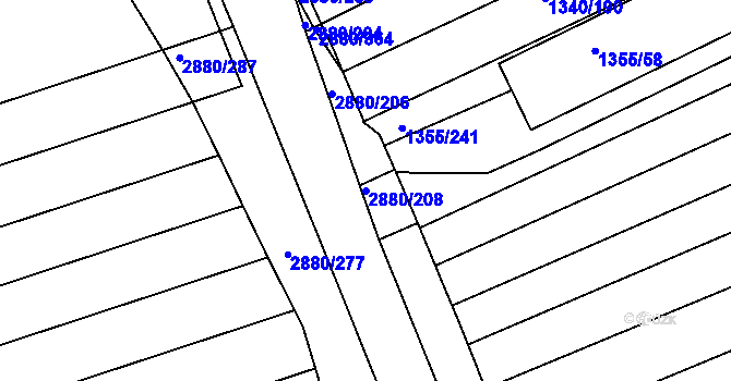 Parcela st. 2880/208 v KÚ Velká nad Veličkou, Katastrální mapa