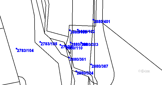 Parcela st. 2880/323 v KÚ Velká nad Veličkou, Katastrální mapa