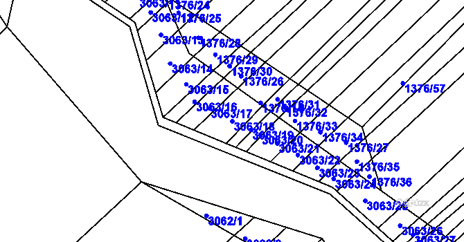Parcela st. 3063/18 v KÚ Velká nad Veličkou, Katastrální mapa