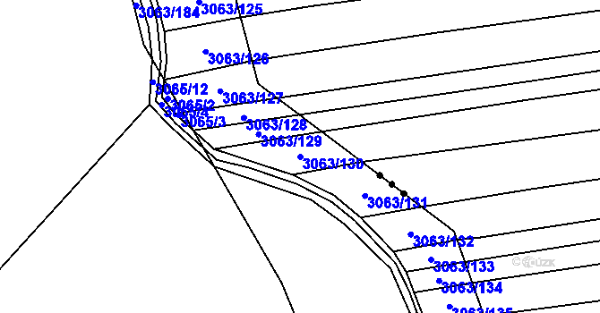 Parcela st. 3063/130 v KÚ Velká nad Veličkou, Katastrální mapa