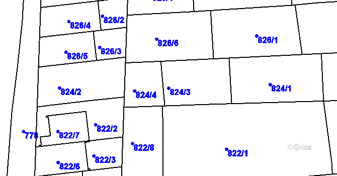 Parcela st. 824/3 v KÚ Velká nad Veličkou, Katastrální mapa