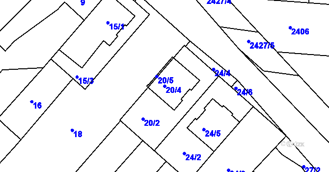 Parcela st. 20/4 v KÚ Velká nad Veličkou, Katastrální mapa