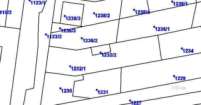 Parcela st. 1232/2 v KÚ Velká nad Veličkou, Katastrální mapa