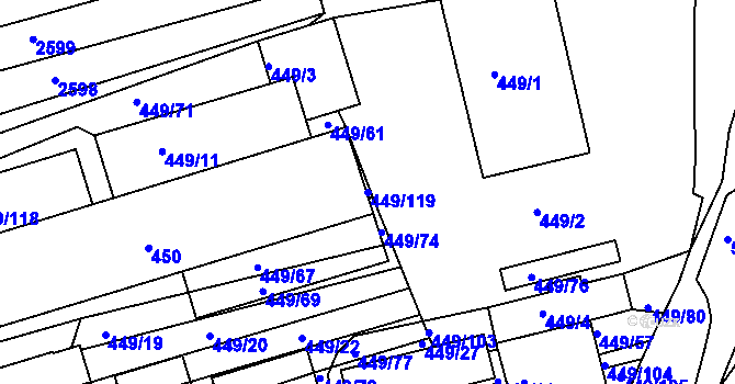 Parcela st. 449/119 v KÚ Velká nad Veličkou, Katastrální mapa