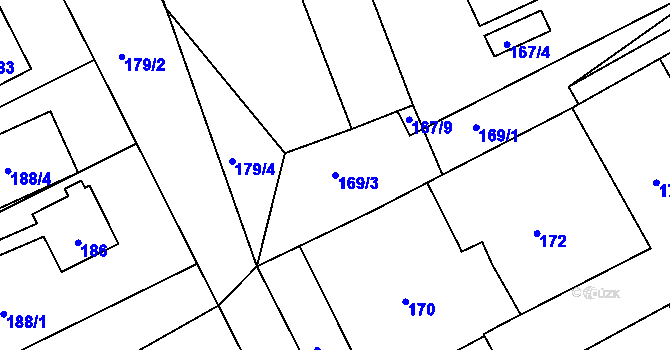 Parcela st. 169/3 v KÚ Velká nad Veličkou, Katastrální mapa