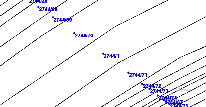 Parcela st. 2744/1 v KÚ Velká nad Veličkou, Katastrální mapa