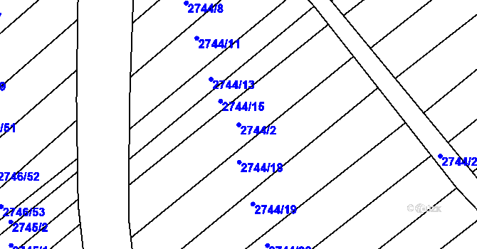 Parcela st. 2744/2 v KÚ Velká nad Veličkou, Katastrální mapa