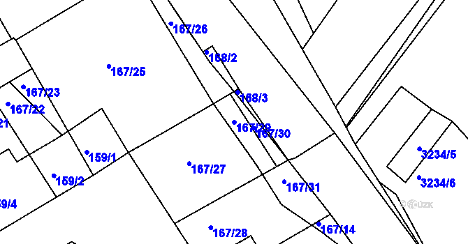 Parcela st. 167/29 v KÚ Velká nad Veličkou, Katastrální mapa