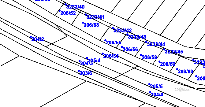 Parcela st. 206/54 v KÚ Velká nad Veličkou, Katastrální mapa