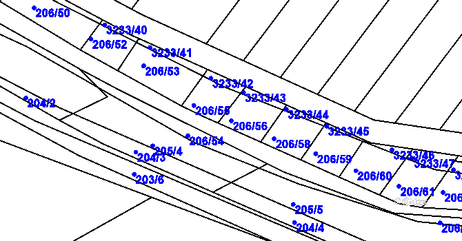 Parcela st. 206/56 v KÚ Velká nad Veličkou, Katastrální mapa
