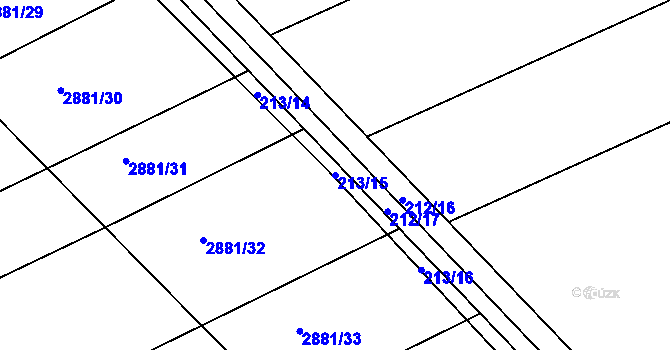 Parcela st. 213/15 v KÚ Velká nad Veličkou, Katastrální mapa