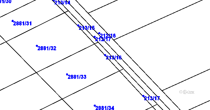 Parcela st. 213/16 v KÚ Velká nad Veličkou, Katastrální mapa