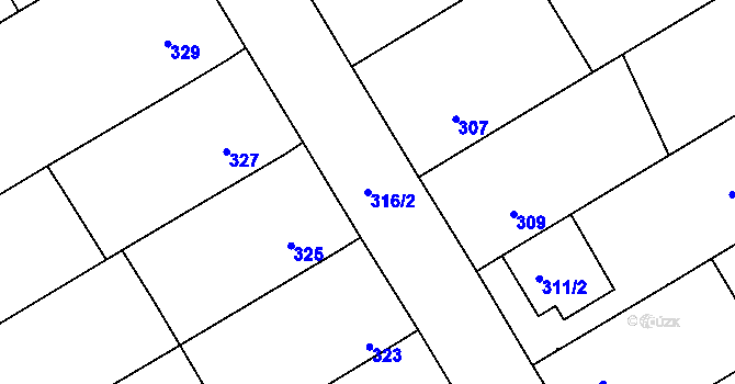 Parcela st. 316/2 v KÚ Velká nad Veličkou, Katastrální mapa