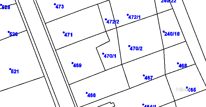 Parcela st. 470/1 v KÚ Velká nad Veličkou, Katastrální mapa