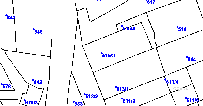 Parcela st. 515/3 v KÚ Velká nad Veličkou, Katastrální mapa