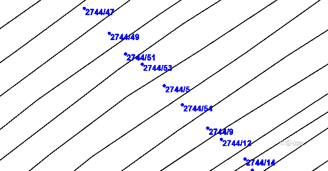 Parcela st. 2744/5 v KÚ Velká nad Veličkou, Katastrální mapa