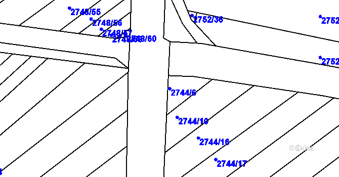 Parcela st. 2744/6 v KÚ Velká nad Veličkou, Katastrální mapa