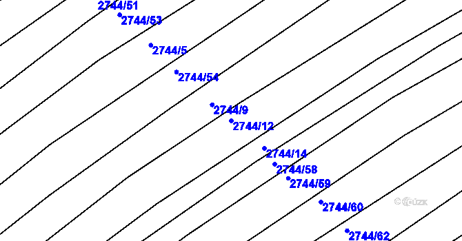 Parcela st. 2744/12 v KÚ Velká nad Veličkou, Katastrální mapa