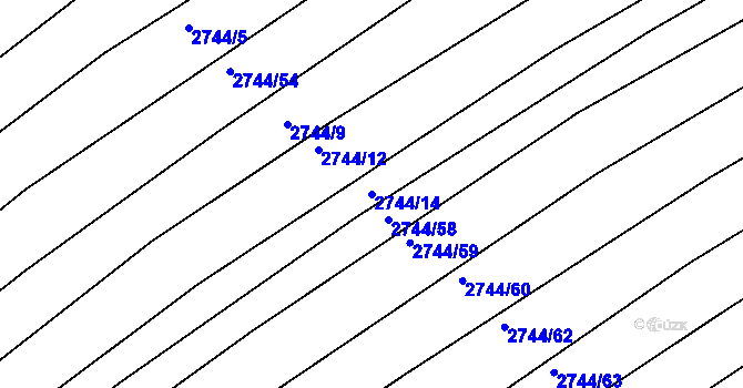 Parcela st. 2744/14 v KÚ Velká nad Veličkou, Katastrální mapa