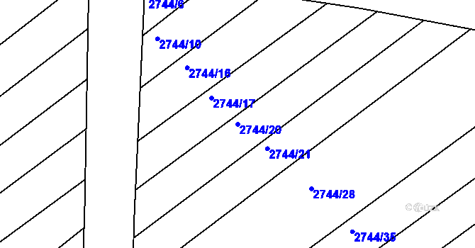 Parcela st. 2744/20 v KÚ Velká nad Veličkou, Katastrální mapa