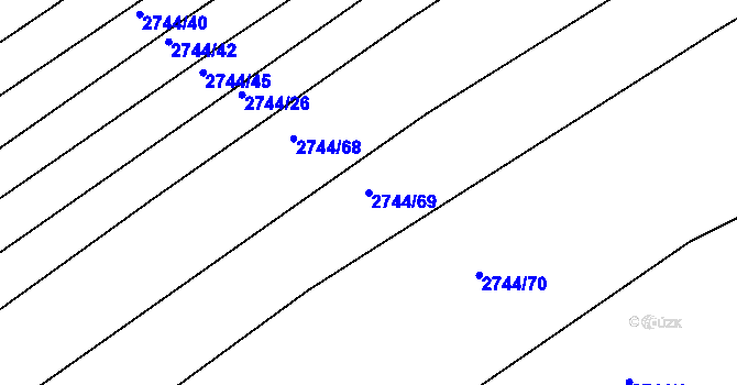 Parcela st. 2744/69 v KÚ Velká nad Veličkou, Katastrální mapa