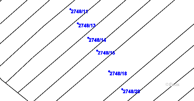 Parcela st. 2748/15 v KÚ Velká nad Veličkou, Katastrální mapa