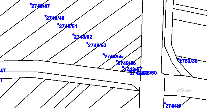 Parcela st. 2748/55 v KÚ Velká nad Veličkou, Katastrální mapa