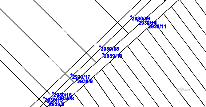Parcela st. 2939/10 v KÚ Velká nad Veličkou, Katastrální mapa
