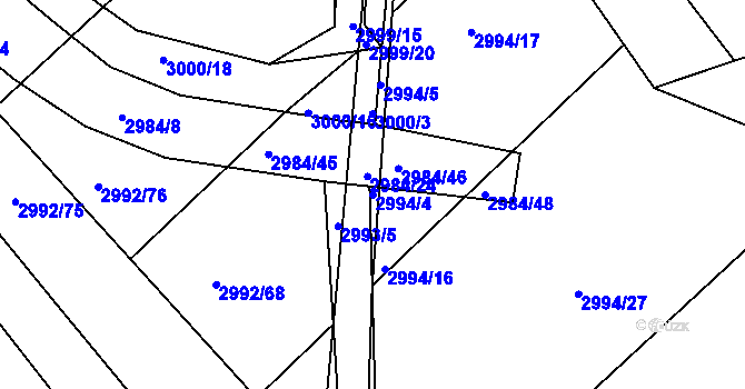 Parcela st. 2994/4 v KÚ Velká nad Veličkou, Katastrální mapa