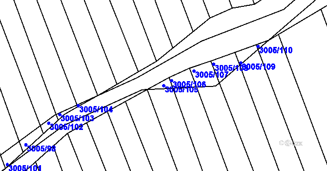Parcela st. 3005/105 v KÚ Velká nad Veličkou, Katastrální mapa