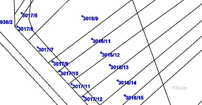 Parcela st. 3016/12 v KÚ Velká nad Veličkou, Katastrální mapa