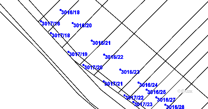 Parcela st. 3016/22 v KÚ Velká nad Veličkou, Katastrální mapa